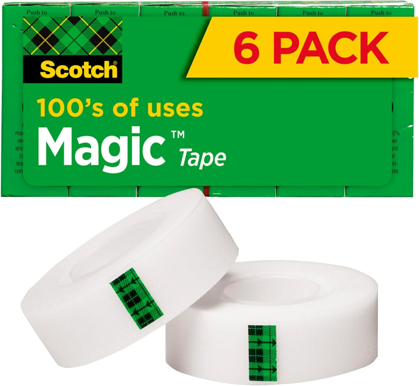 Scotch Magic Tape, Invisible, Home Office Supplies and Back to School Supplies for College and Classrooms, 6 Rolls