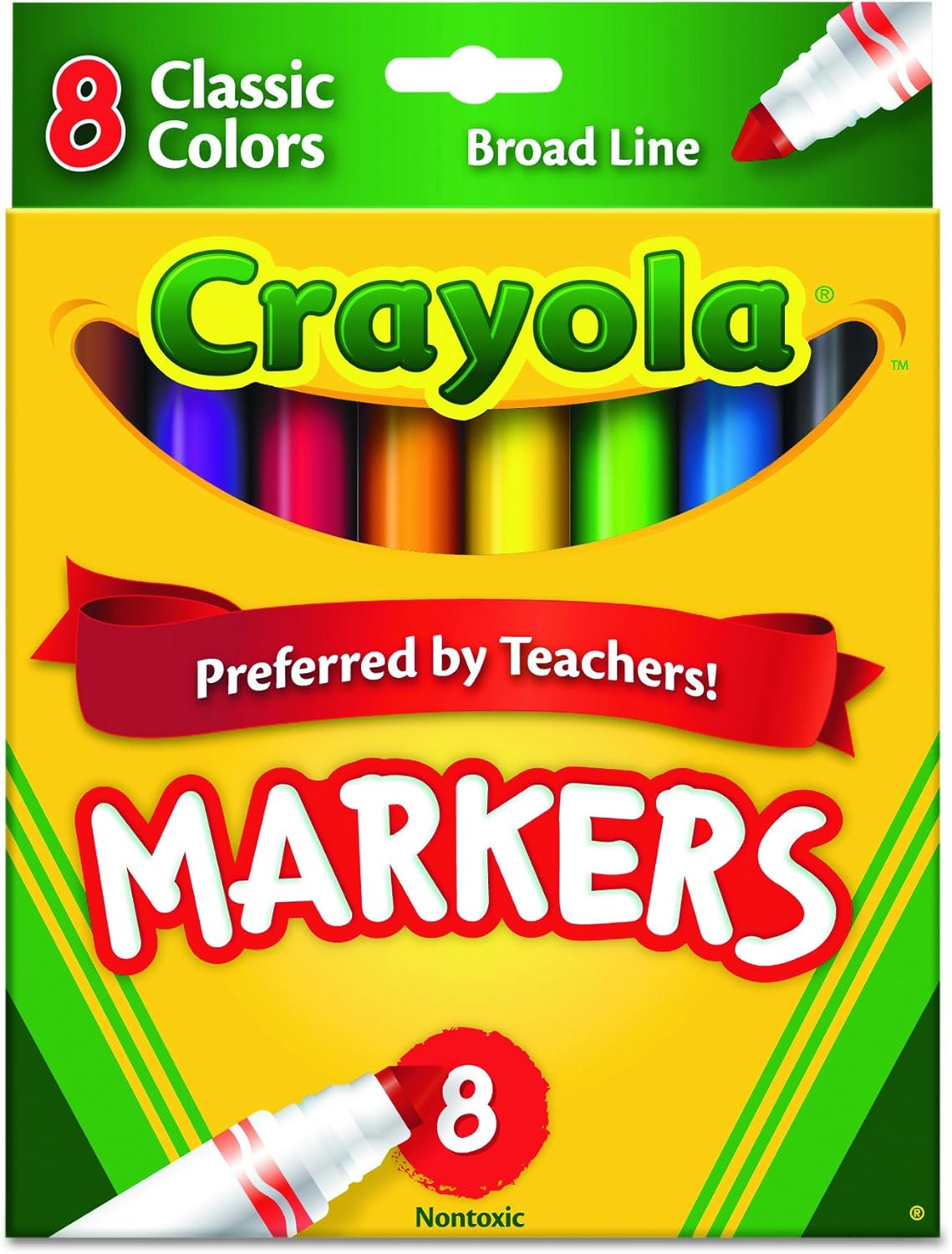Crayola Broad Line Markers, School Supplies, Colors may vary, 8 Count