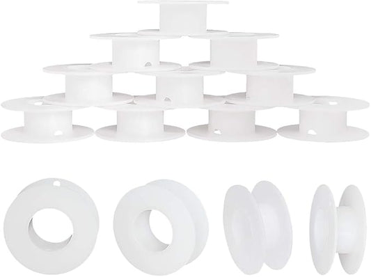 PH PandaHall 20 Pack Empty Spool, Plastic Ribbon Spools Wire Weaving Bobbins Empty Thread Spools Ribbon Chain Tape Spools White Spools for Embroidery Thread Yarn Ribbon Crafts Sewing 2.16x0.78inch