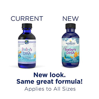Nordic Naturals Baby’s DHA, Unflavored - 4 oz - 1050 mg Omega-3 + 300 IU Vitamin D3 - Supports Brain, Vision & Nervous System Development in Babies - Non-GMO - Servings May Vary
