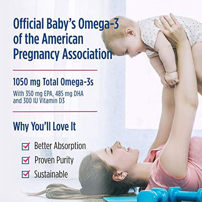 Nordic Naturals Baby’s DHA, Unflavored - 4 oz - 1050 mg Omega-3 + 300 IU Vitamin D3 - Supports Brain, Vision & Nervous System Development in Babies - Non-GMO - Servings May Vary