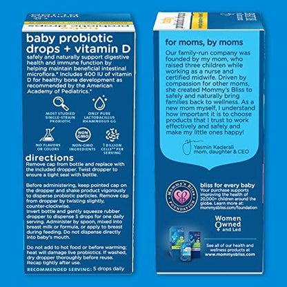 Mommy's Bliss Baby Probiotic Drops, Daily Gas, Constipation, and Colic Symptom Relief + Immune Support, Newborns & Up, 0.34 Fl Oz (30 Servings)