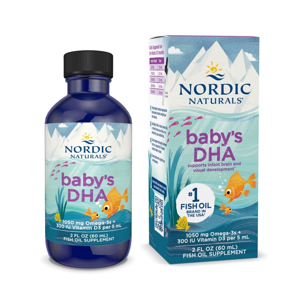 Nordic Naturals Baby’s DHA, Unflavored - 4 oz - 1050 mg Omega-3 + 300 IU Vitamin D3 - Supports Brain, Vision & Nervous System Development in Babies - Non-GMO - Servings May Vary