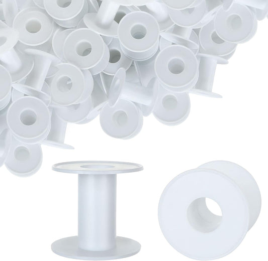 50 PCS 2 Inch Plastic Empty Spools, White Small Ribbon Spools, Thread String Bobbin Spools Empty for Embroidery Yarn Cord Thread Wire Rope Chain Roll, Crafts and Sewing