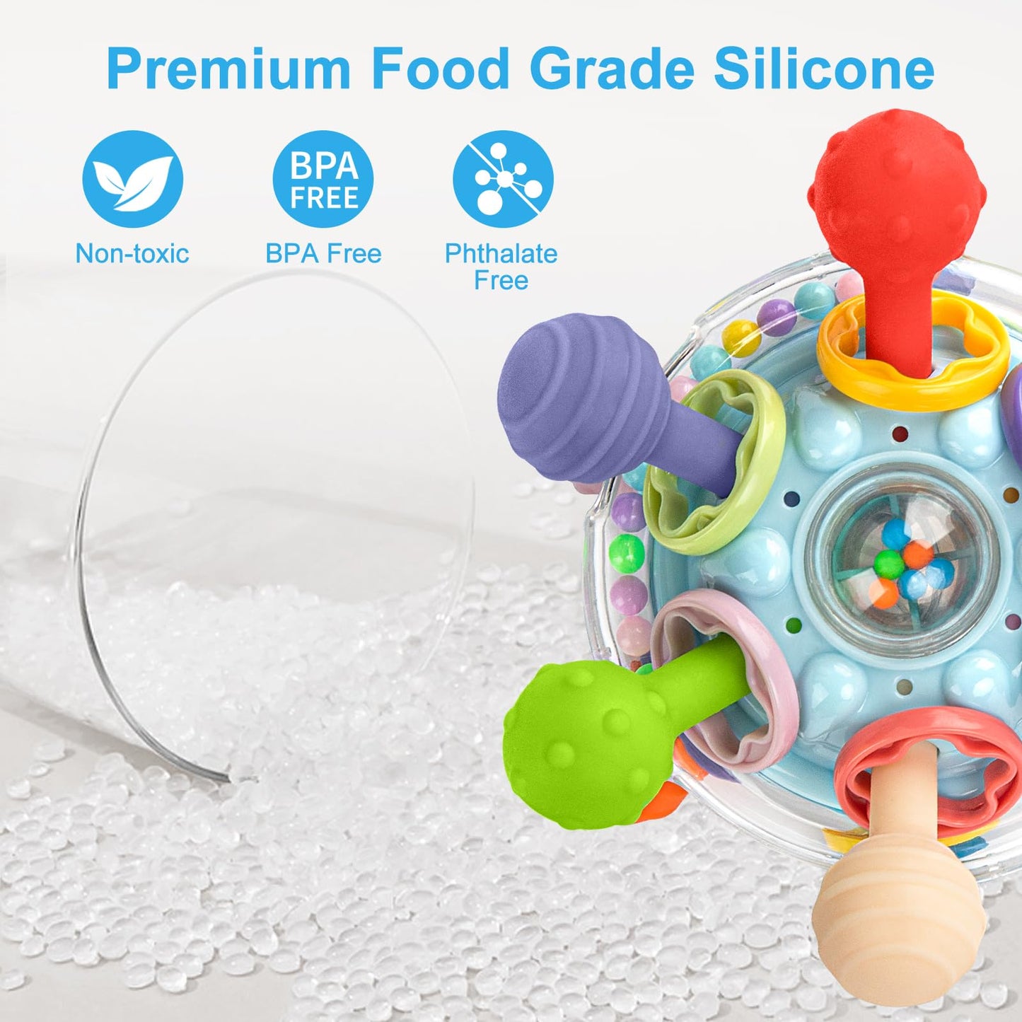 TOHIBEE Baby Montessori Sensory Toys for 0-6 6-12 Months, Food Grade Teething Toys for Babies 0 3 6 9 12 18 Months, Newborn Infant Learning Developmental Toys Gifts for 1 2 Year Old Boys Girls