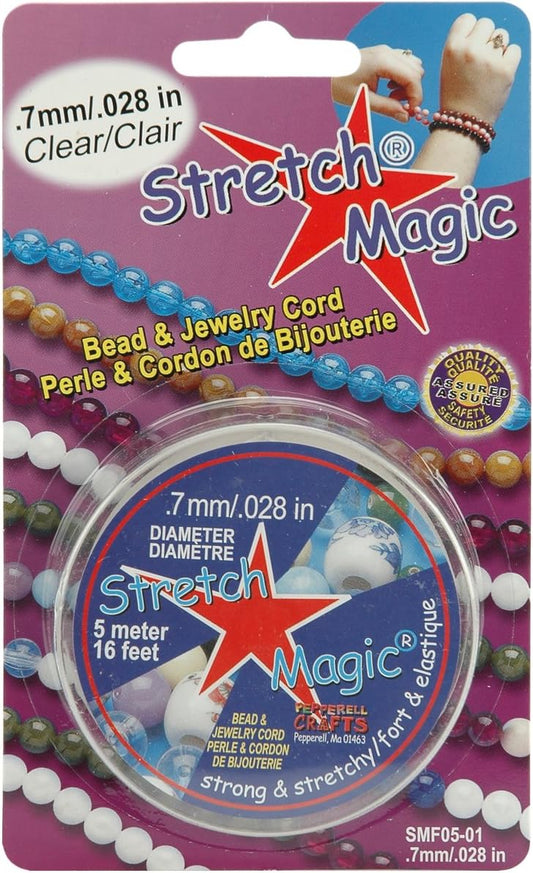 Pepperell SMF-1-5 0.7mm Stretch Magic Bead and Jewelry Cord, 5m, Clear