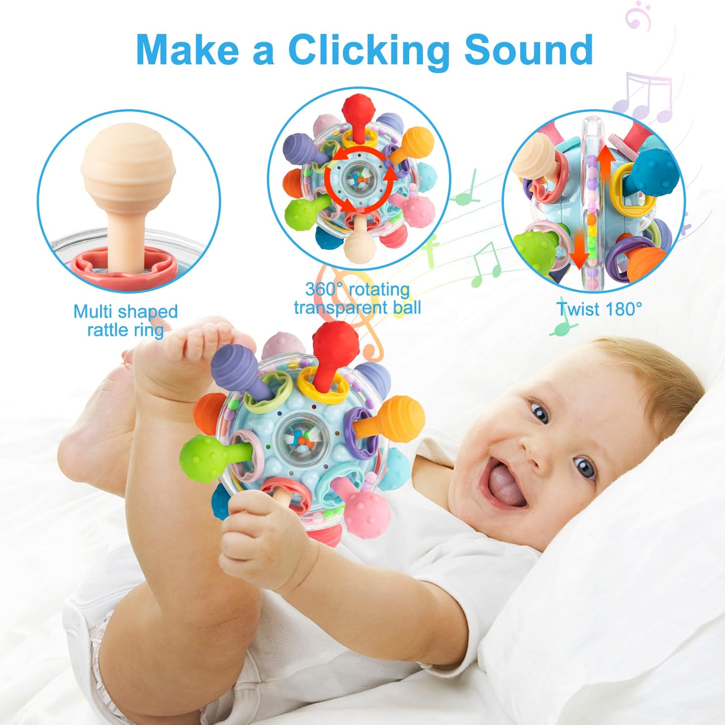 TOHIBEE Baby Montessori Sensory Toys for 0-6 6-12 Months, Food Grade Teething Toys for Babies 0 3 6 9 12 18 Months, Newborn Infant Learning Developmental Toys Gifts for 1 2 Year Old Boys Girls