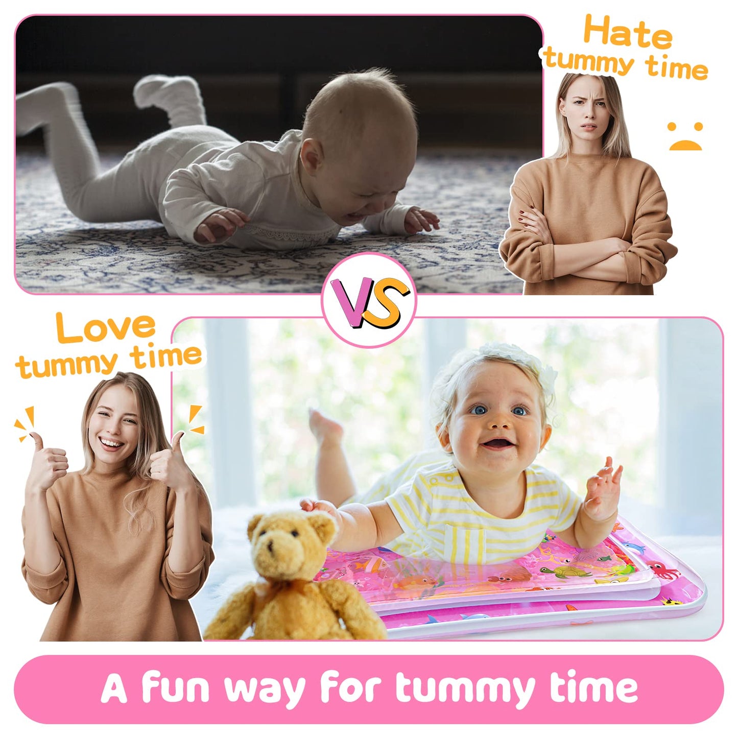 Yeeeasy Tummy Time Water Mat丨Inflatable Tummy Time Water Play Mat for Babies, Infants and Toddlers 3 to 12 Months Promote Development Toys Baby Gifts