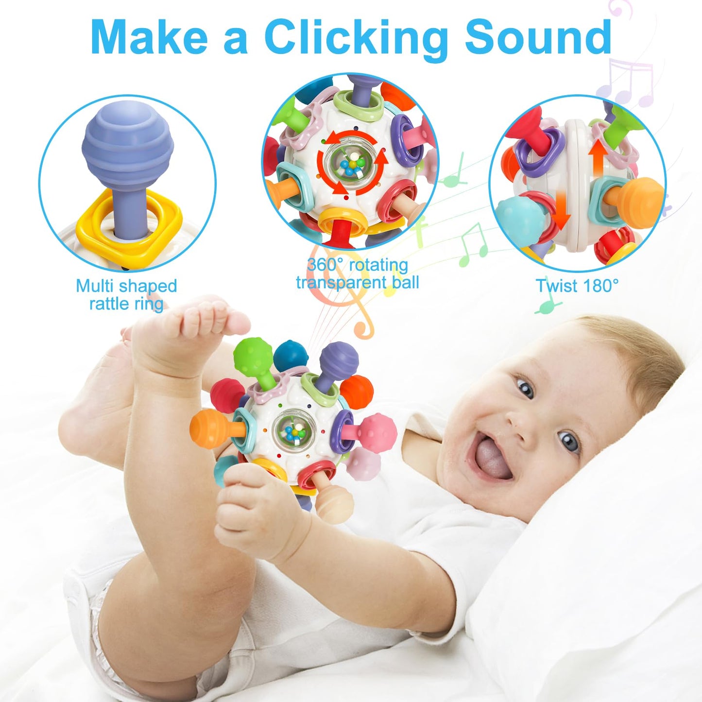 TOHIBEE Baby Montessori Sensory Toys for 0-6 6-12 Months, Food Grade Teething Toys for Babies 0 3 6 9 12 18 Months, Newborn Infant Learning Developmental Toys Gifts for 1 2 Year Old Boys Girls