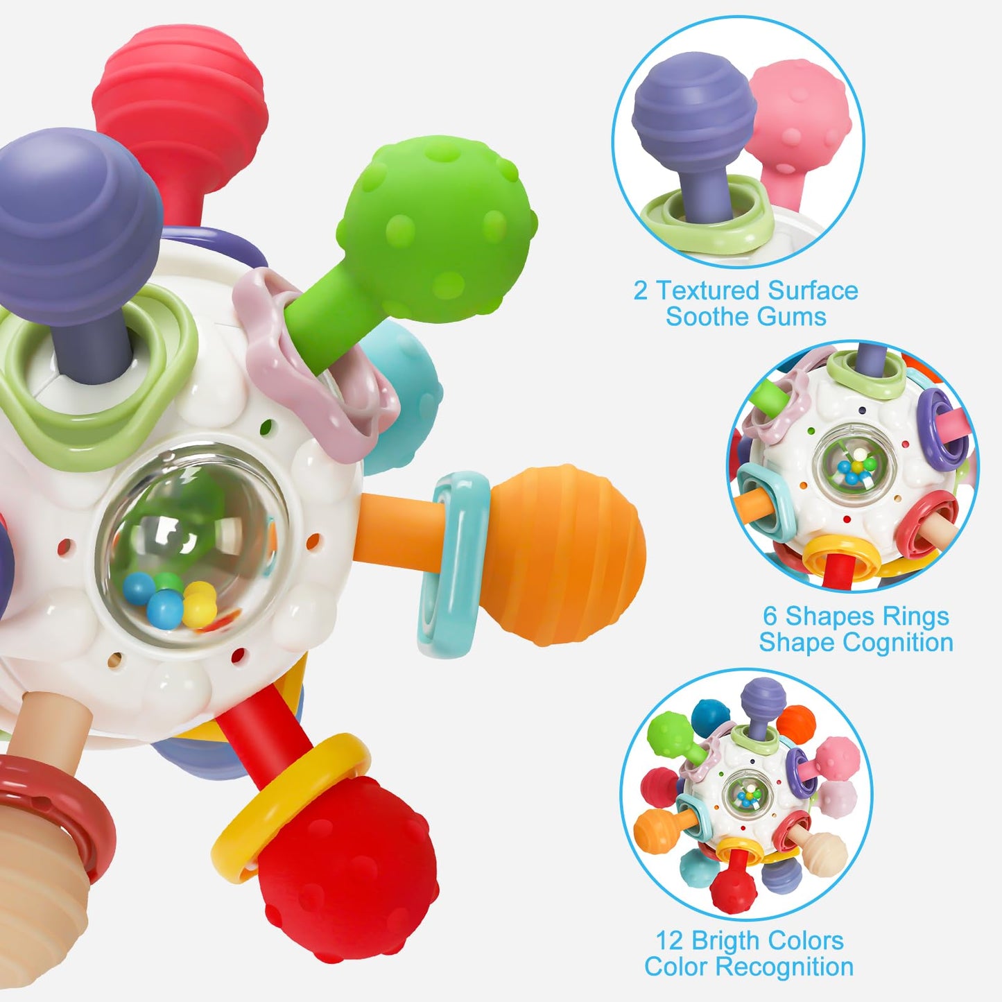 TOHIBEE Baby Montessori Sensory Toys for 0-6 6-12 Months, Food Grade Teething Toys for Babies 0 3 6 9 12 18 Months, Newborn Infant Learning Developmental Toys Gifts for 1 2 Year Old Boys Girls