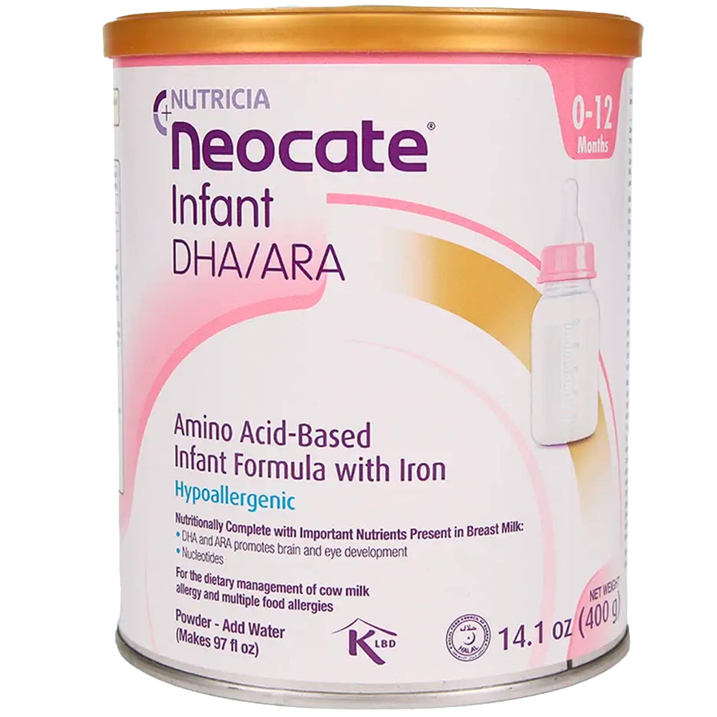 Neocate Infant - Hypoallergenic, Amino Acid-Based Baby Formula with DHA/ARA - 14.1 Oz Can (Pack of 4)