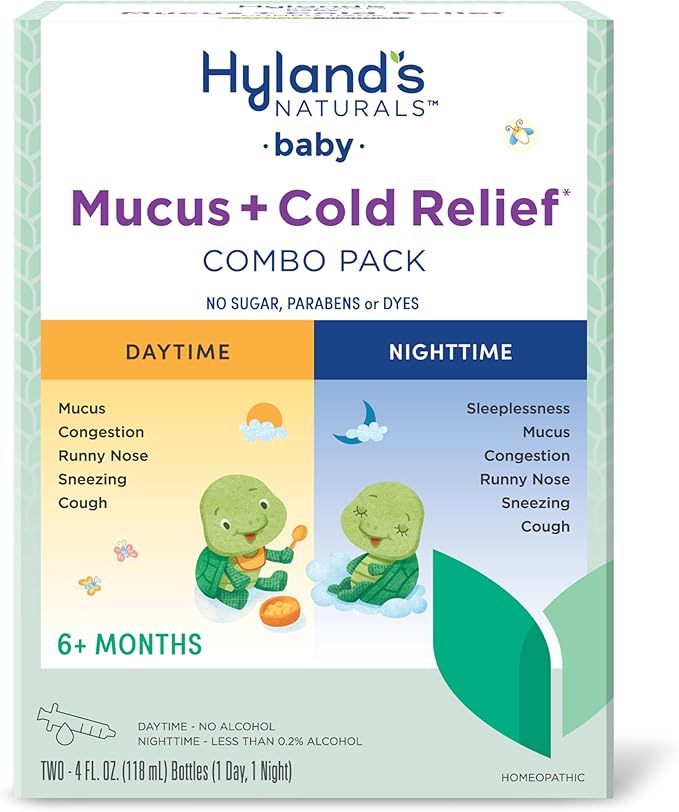 Hyland's Baby Mucus and Cold Relief, Day & Night Value Pack, Infant And Baby Cold Medicine, Decongestant And Cough Relief, 8 Fl Oz