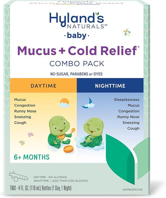 Hyland's Baby Mucus and Cold Relief, Day & Night Value Pack, Infant And Baby Cold Medicine, Decongestant And Cough Relief, 8 Fl Oz