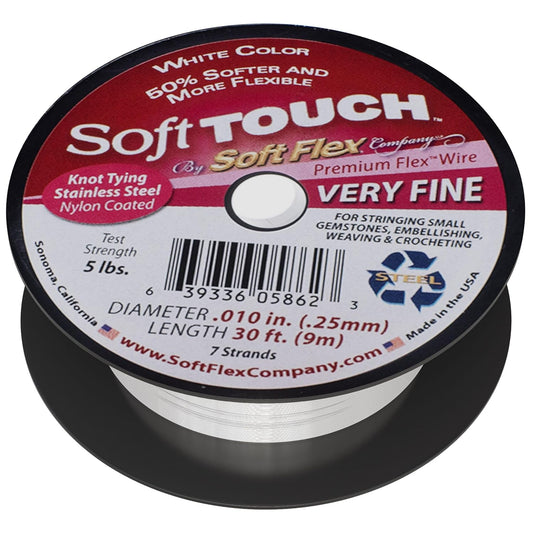 Soft Flex Kink Resistant Beading Wire - Very Fine 0.10 Diameter - Jewelry Making Bead Wire - 30 Ft