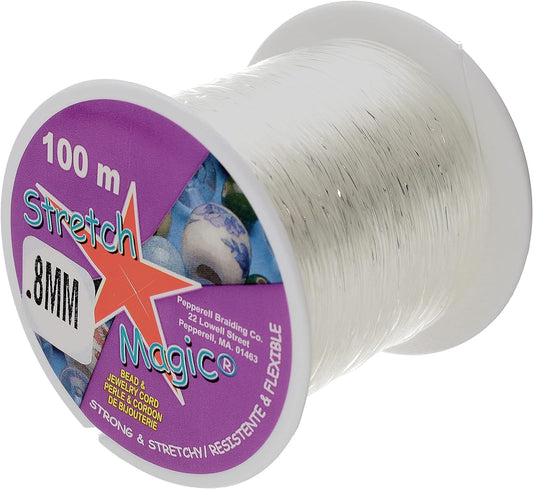 Stretch Magic Bead & Jewelry Cord - Strong & Stretchy, Easy to Knot - Clear Color - 0.8mm Diameter - 100-meter (328 ft) Spool - Elastic String for Making Beaded Jewelry