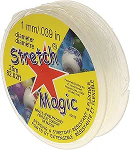 Stretch Magic Bead & Jewelry Cord - Strong & Stretchy, Easy to Knot - Clear Color - 1mm diameter - 25-meter (82 ft) spool - Elastic String for making beaded jewelry