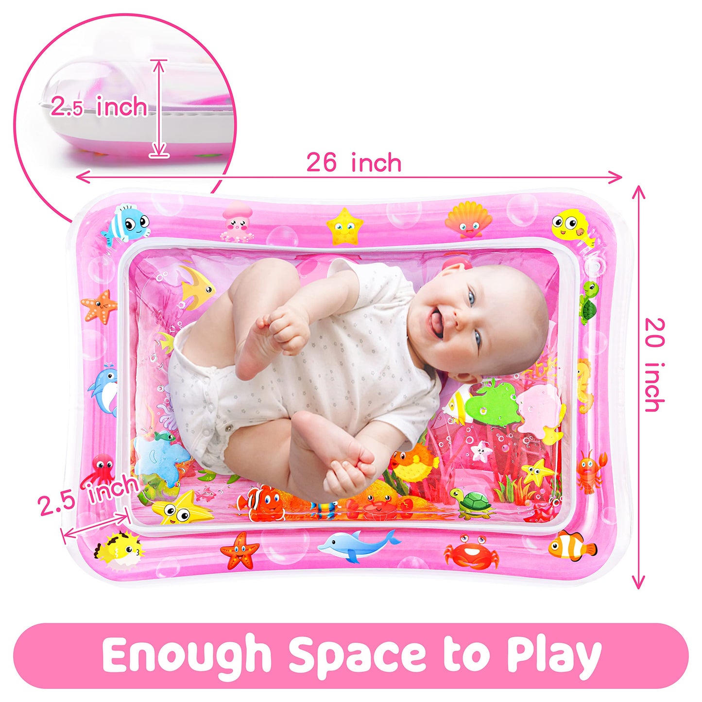 Yeeeasy Tummy Time Water Mat丨Inflatable Tummy Time Water Play Mat for Babies, Infants and Toddlers 3 to 12 Months Promote Development Toys Baby Gifts