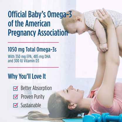 Nordic Naturals Baby’s DHA, Unflavored - 4 oz - 1050 mg Omega-3 + 300 IU Vitamin D3 - Supports Brain, Vision & Nervous System Development in Babies - Non-GMO - Servings May Vary