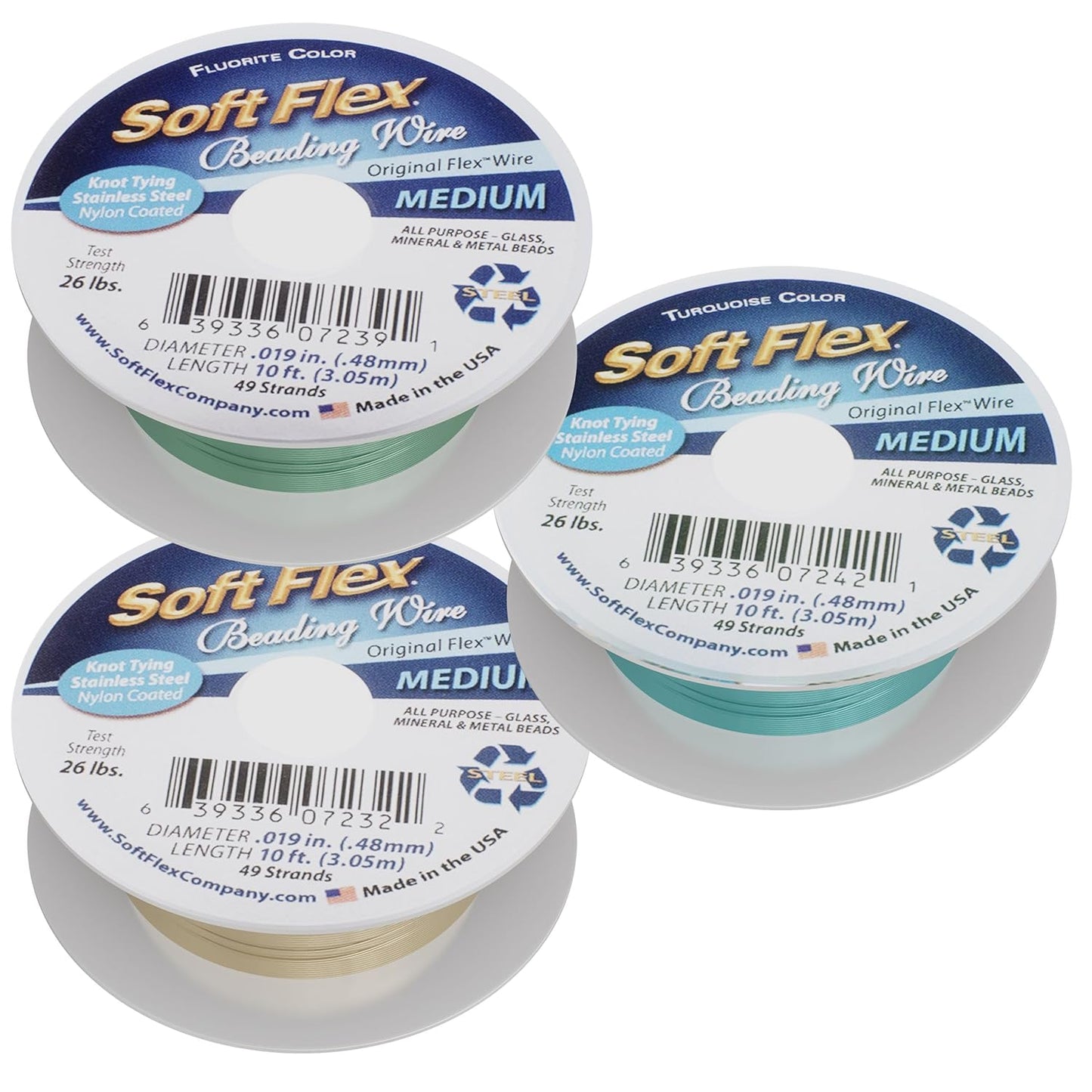 Soft Flex 49 Strand Trios Bead Stringing Wire - Medium 0.19 Diameter - Assorted Nylon Wire