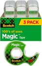 Scotch Magic Tape, 3 Rolls, Numerous Applications, Invisible, Engineered for Repairing, 3/4 x 300 Inches, Dispensered (3105)