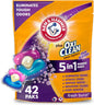 ARM & HAMMER Plus OxiClean with Odor Blasters Concentrated Laundry Detergent, 5-in-1 Laundry Stain Remover, Fresh Burst Detergent Power Paks, 42 Count Bag