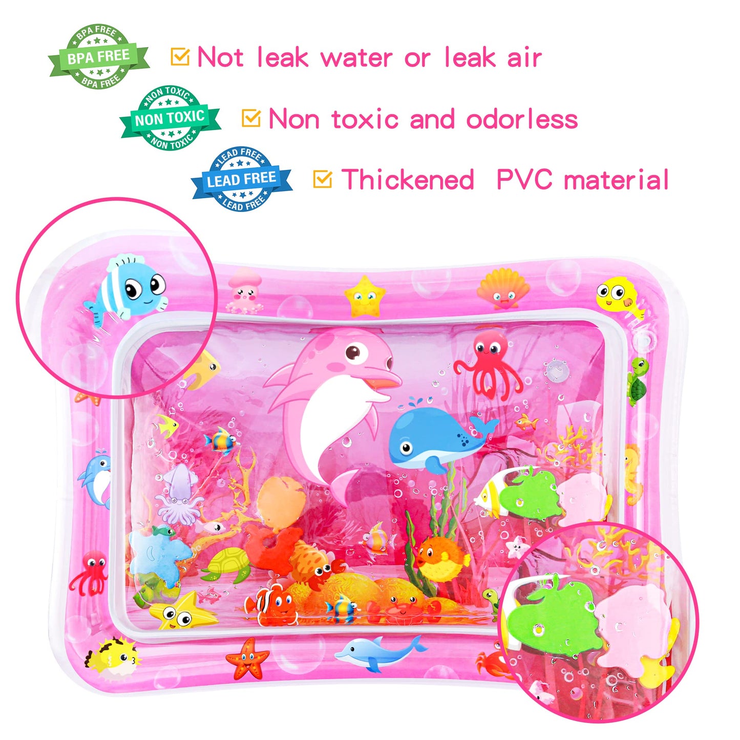 Yeeeasy Tummy Time Water Mat丨Inflatable Tummy Time Water Play Mat for Babies, Infants and Toddlers 3 to 12 Months Promote Development Toys Baby Gifts