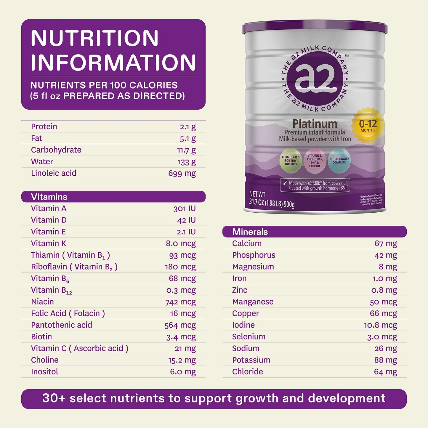 a2 Platinum® Premium Infant Formula for Babies ages 0-12 Months, Milk-Based Powder with Iron. Nutritionally Complete, made with pure and natural a2 Milk® - 14.1 - oz Can